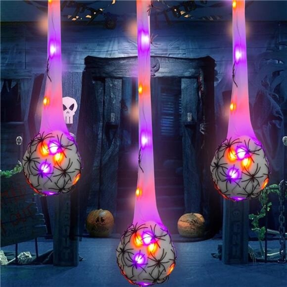 3.2FT Halloween Decoration Hanging Light Up Spider Egg Sacs 3 Packs, Gift - Picture 3 of 8